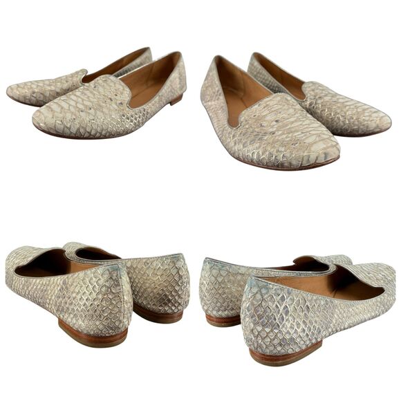 COACH Catrin Flats Size 9.5 B Snakeskin Embossed Texture Leather Metallic Loafer - Picture 4 of 10